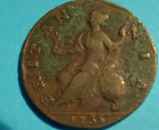 England George II  1735 Half Penny  V.Fine condition