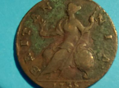 England George II  1735 Half Penny  V.Fine condition