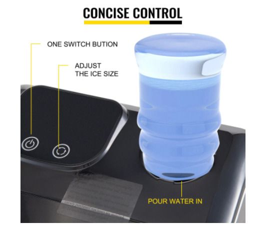 Electric Ice Maker 12KG Per 24H Automatic Manual Water Filling Portable Bullet / Cube Ice Making Machine for Home Bar