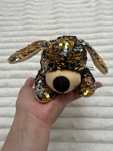 Sequin Collection Dog Plush Gold & Silver Reversible Sparkle Soft lying Used Please look at the pictures