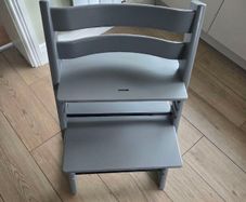 Tripp Trapp Grey Highchair with matching babyset