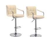 Black/Armrest 2 x Bar Stools with Backrest Height Adjustment, 360 Degree Rotation