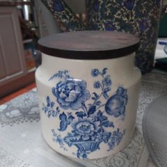 Crown Fielding Canister Blue/White Mid/Century