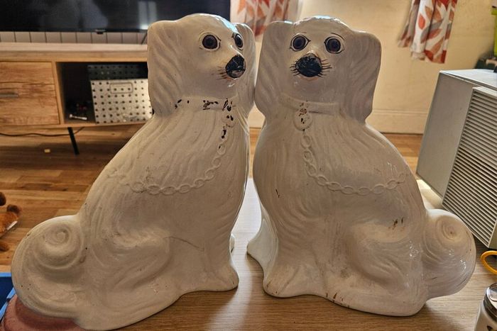 2 Large Staffordshire Style Spaniel Dog Ornaments