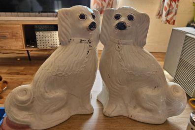 2 Large Staffordshire Style Spaniel Dog Ornaments