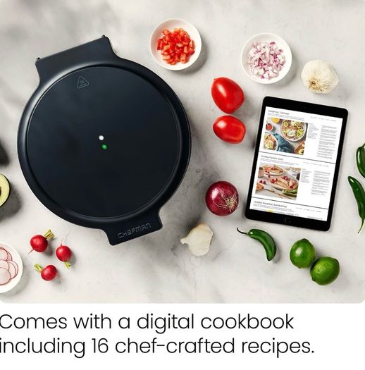 Everything Maker, 30cm Pizza Oven Electric More, 1570W, 220 C Non-Stick, High Heat, Digital Cookbook, LED Indicator, Vertical Storage