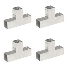 Post Connectors 4 pcs T Shape Galvanised Metal 71x71 mm