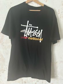 Stussy Black Logo T Shirt Size L
