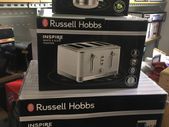 White Kettle Toaster and Microwave Set Russell Hobbs