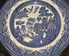 Vintage Churchill Blue Willow Dinner Plate English China Oriental Decor