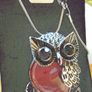 Silver Pink Quartz Owl pendant Image 2