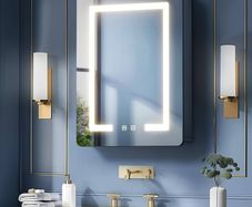 Bathroom Mirror Cabinets with Led Lights, Aluminum Alloy Wall Mounted Bathroom Cabinet Led Bathroom Mirror, 3 Colors Anti Fog, Adjustable Shelves, Touch Sensor, Concealed Storage