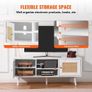 TV Stand, Boho TV Cabinet for 55 inch TV, Mid Century Modern TV Stand, Rattan TV Console with Adjustable Shelfs for Living Room, Media Room Image 4