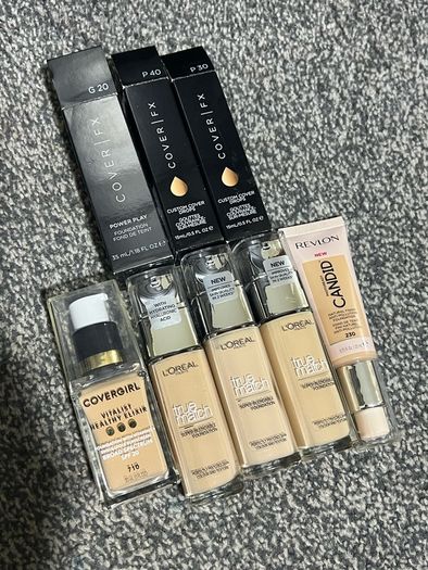 Revlon, cover fx, cover girl, Loreal foundations all brand new