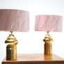 Pair of gold glazed ceramic lamps by Bitossi for Bergboms, Sweden, 1960s. Image 2