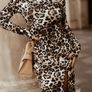 Long velor leopard dress Image 3
