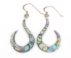 Vintage Sterling Silver Abalone Earrings
