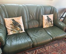 Forest Green Leather Sofa