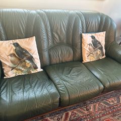 Forest Green Leather Sofa
