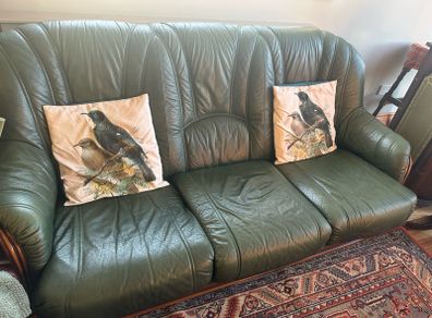 Forest Green Leather Sofa
