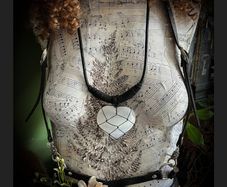 OOAK Chunky Black Leather Necklace with Carved Selenite Heart Stone in Macrame