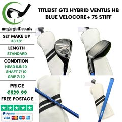 Titleist GT2 Hybrid / #3 18 Degree / Ventus HB Blue Velocore+ 7S Stiff