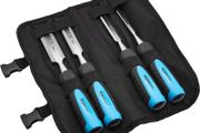 4-Piece Sturdy Chrome Vanadium Steel Woodworking Wood Chisel Set 1/4 Inch (6 mm) to 1 Inch (25mm), Plastic Handles with Carry Pouch