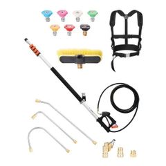 Telescoping Wand, 24 ft, 4000 psi, Telescopic Spray Wand with Power Washer Extension Wands, Gutter Cleaner, Brush Head, Pivoting Coupler, 7 Spray Nozzles