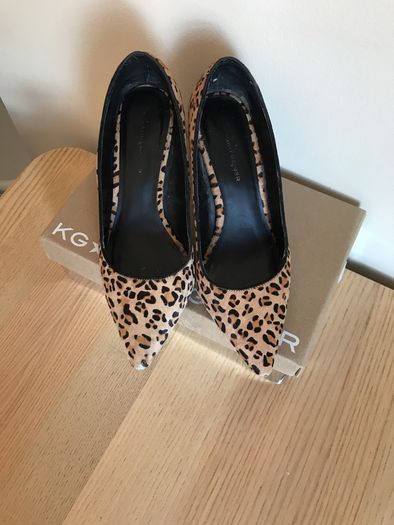 KG by Kurt Geiger Bea Leopard Print Heeled Court Shoes