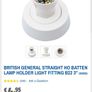 British General B22 Straight Batten Lamp Holder Light Fitting Image 2