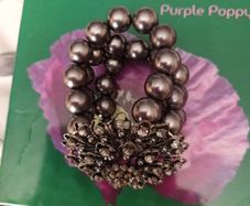 Purple Poppy  Pearl & Stone & Beading  Bracelet.