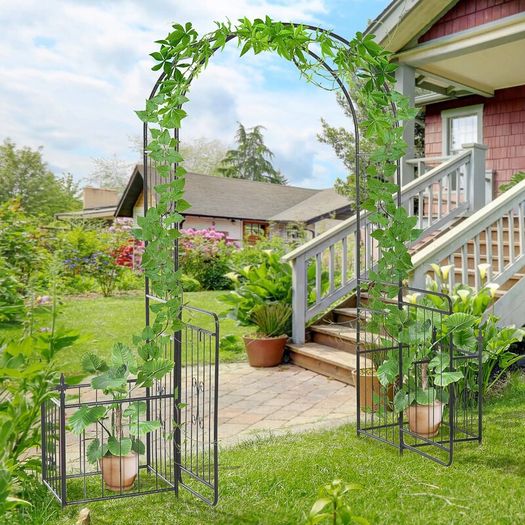 Metal Garden Arbor Arch with Double Doors