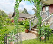 Metal Garden Arbor Arch with Double Doors