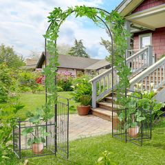 Metal Garden Arbor Arch with Double Doors