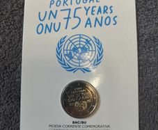 Portugal 2 Euro Commemorative Coin 2020 - 75th Anniversary of the UN BU. Blister Card.