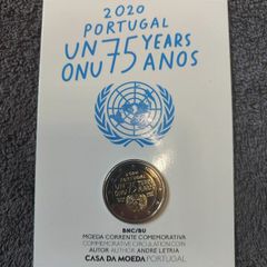 Portugal 2 Euro Commemorative Coin 2020 - 75th Anniversary of the UN BU. Blister Card.