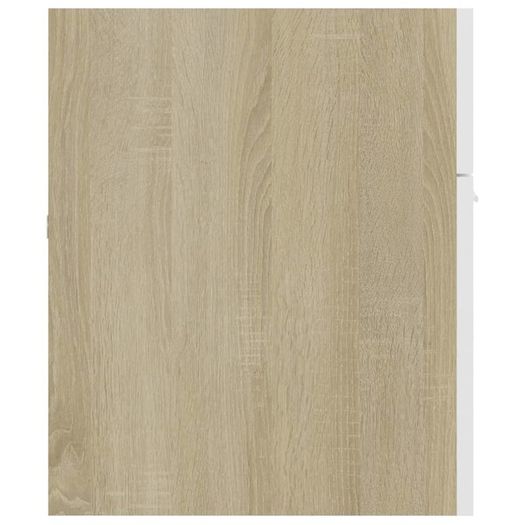 Sink Cabinet with Built-in Basin White and Sonoma Oak Chipboard