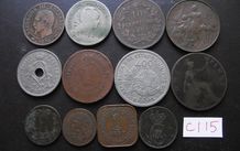 12 Vintage Foreign Coins (1856-1940)