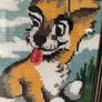 Framed Handmade Cross stitch Tapestry Puppy Image 5