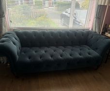 Beautiful blue velvet Chesterfield sofa