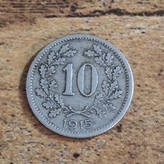 Austria, 10 Heller 1915 Coin - free standard postage