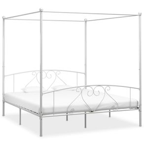Canopy Bed Frame White Metal 200x200 cm