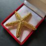 Textured Gold Tone Starfish Brooch - Large Nautical Sea Star Pin - Gold Tone Marine Coastal Jewelry Image 3