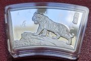 Samoa 30 gram Lunar Tigar 5 Dollar Fan shaped coin