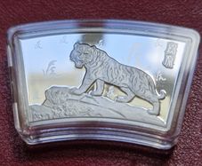 Samoa 30 gram Lunar Tigar 5 Dollar Fan shaped coin