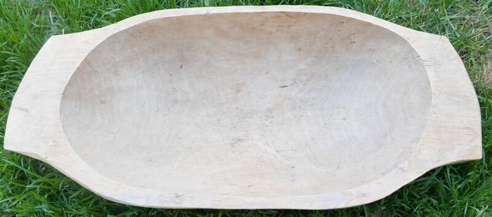 Antique Wooden Dough Bowl - Rare Bread Trough - Primitive Hand Carved Trencher Bowl - Country Wooden Bowl - Farmhouse Decor 20" x 10"