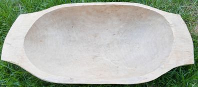 Antique Wooden Dough Bowl - Rare Bread Trough - Primitive Hand Carved Trencher Bowl - Country Wooden Bowl - Farmhouse Decor 20" x 10"