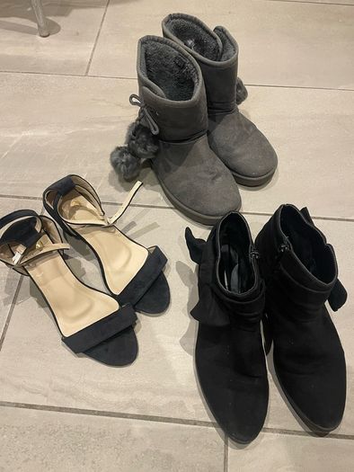 All for 3e Woman's winter summer flat shoes boots black grey high heels bundle