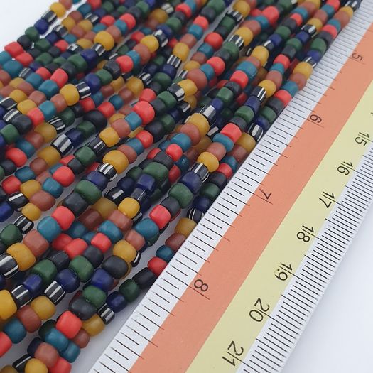Antique African Style MultiColor 4 -5 mm Glass Beads Necklace Strand