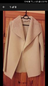Irish brand DECK - Knit and Faux Shearling Jacket - Beige - UK 8 - RRP 100